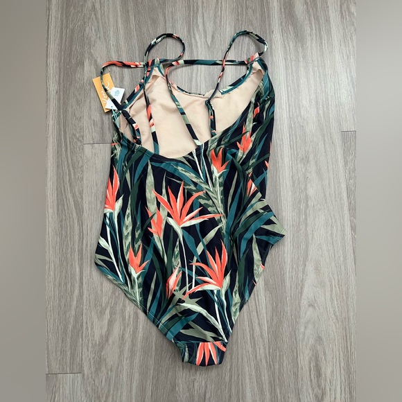 Kona Sol Women's One Piece Swimsuit with Tropical Print - Picture 4 of 11